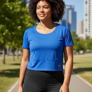 LF Electric Blue Short-Sleeve Crop Top